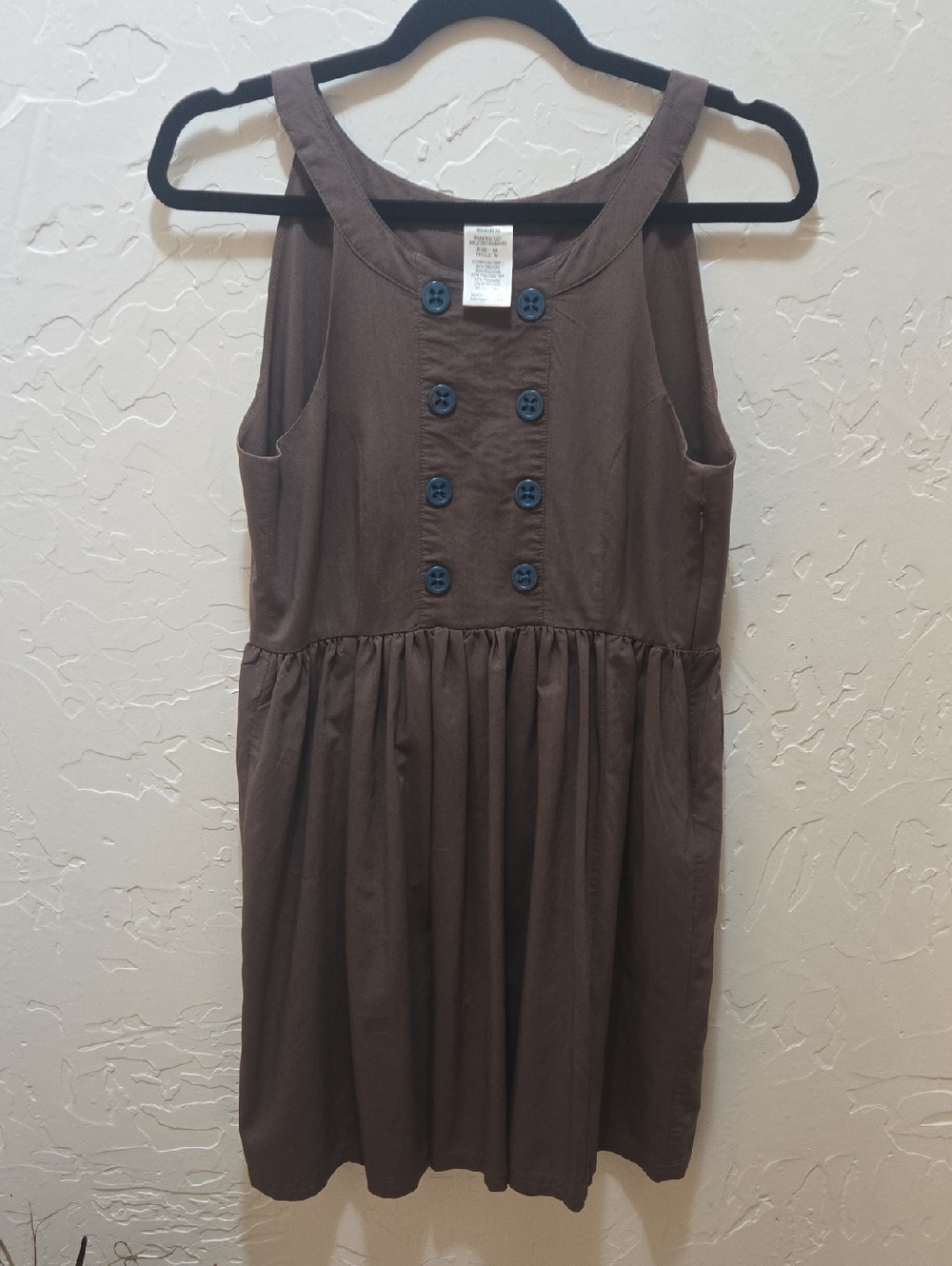 Sleeveless Brown Button-Front Midi Dress